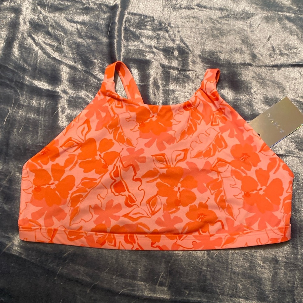 Jolyn Kaylee Bikini Top -orange and pink tropical print size 2XL